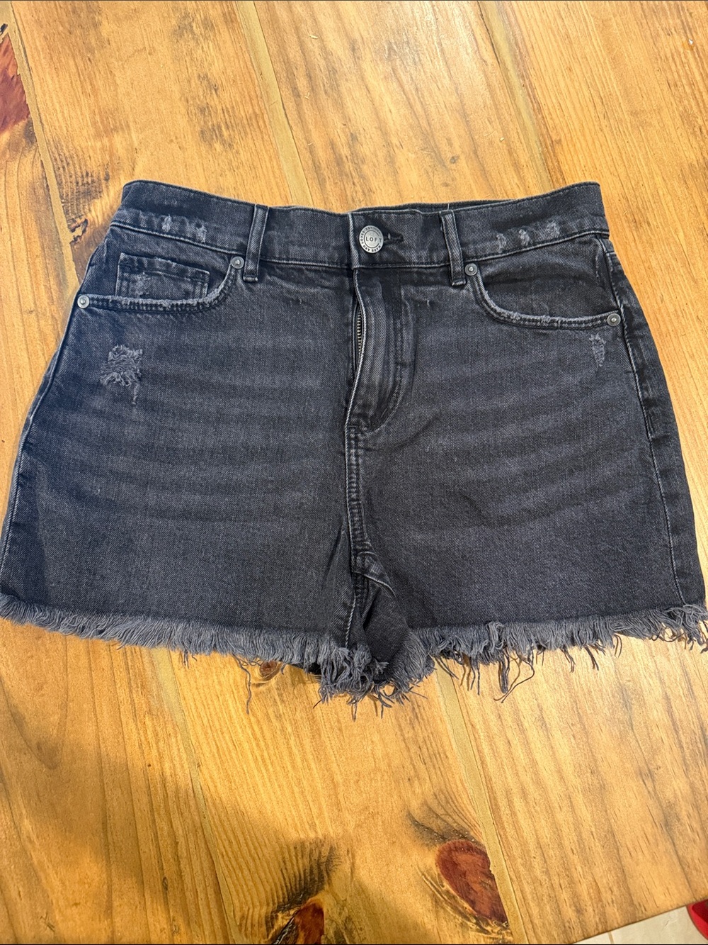 Women's Loft Black Frayed Hem Denim Shorts